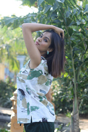 Senorita Black & green 100% Cotton Printed Co-Ord Set, Sleeve less