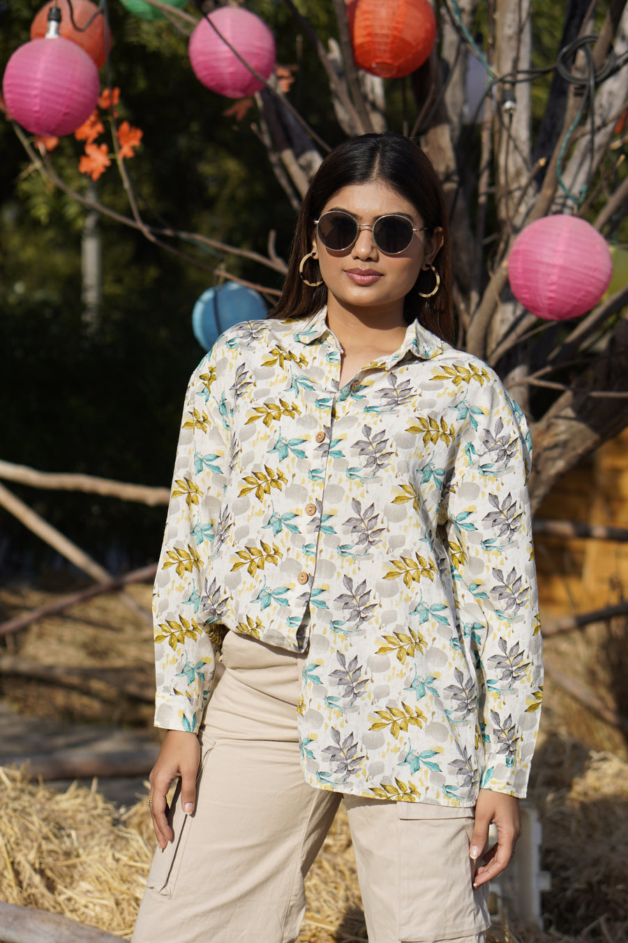 Senorita Beige Modal Printed Shirt , Full sleeve