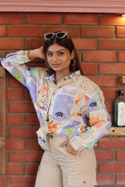 Senorita Beige-blue Modal Printed Shirt , Full sleeve