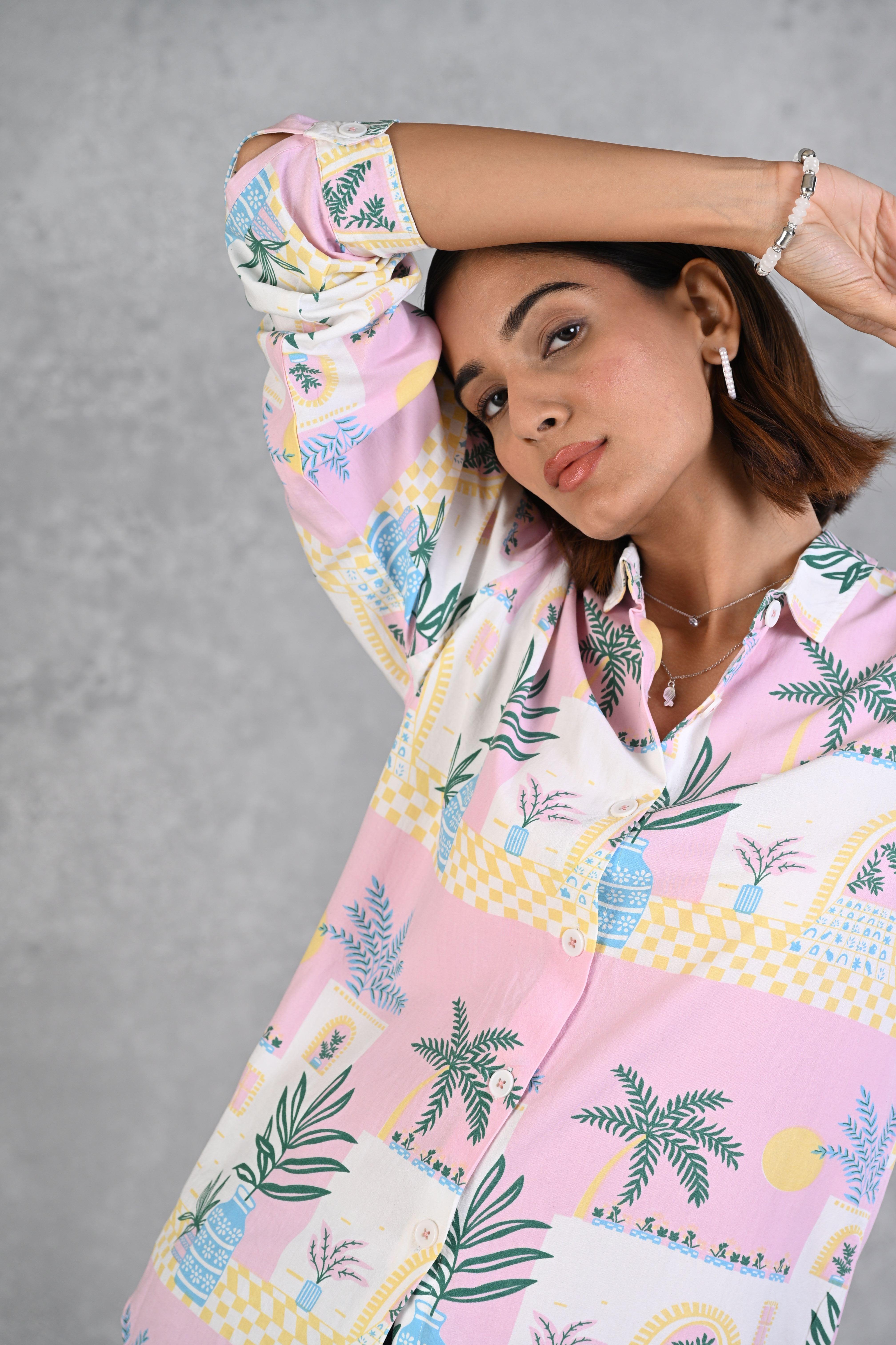 【ULLALA】Shuaren short sleeve women's fair pink Pink Wide short-sleeved shirt - Buy Online | Terranova