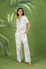 White Blue Grey Modal Half Sleeve Co-ord Set